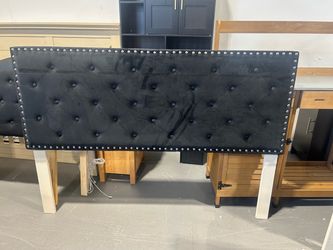 New - Black Velvet Queen Size Headboard W: 62” x H:43”