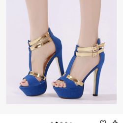 $20 Brand NEW Blue Heels Size 6.5/7