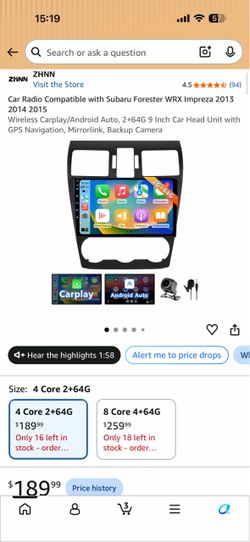 Car Radio Compatible with Subaru Forester WRX Impreza 2013 2014 2015 Wireless Carplay/Android Auto, 2+64G 9 Inch Car Head Unit with GPS Navigation, Mi