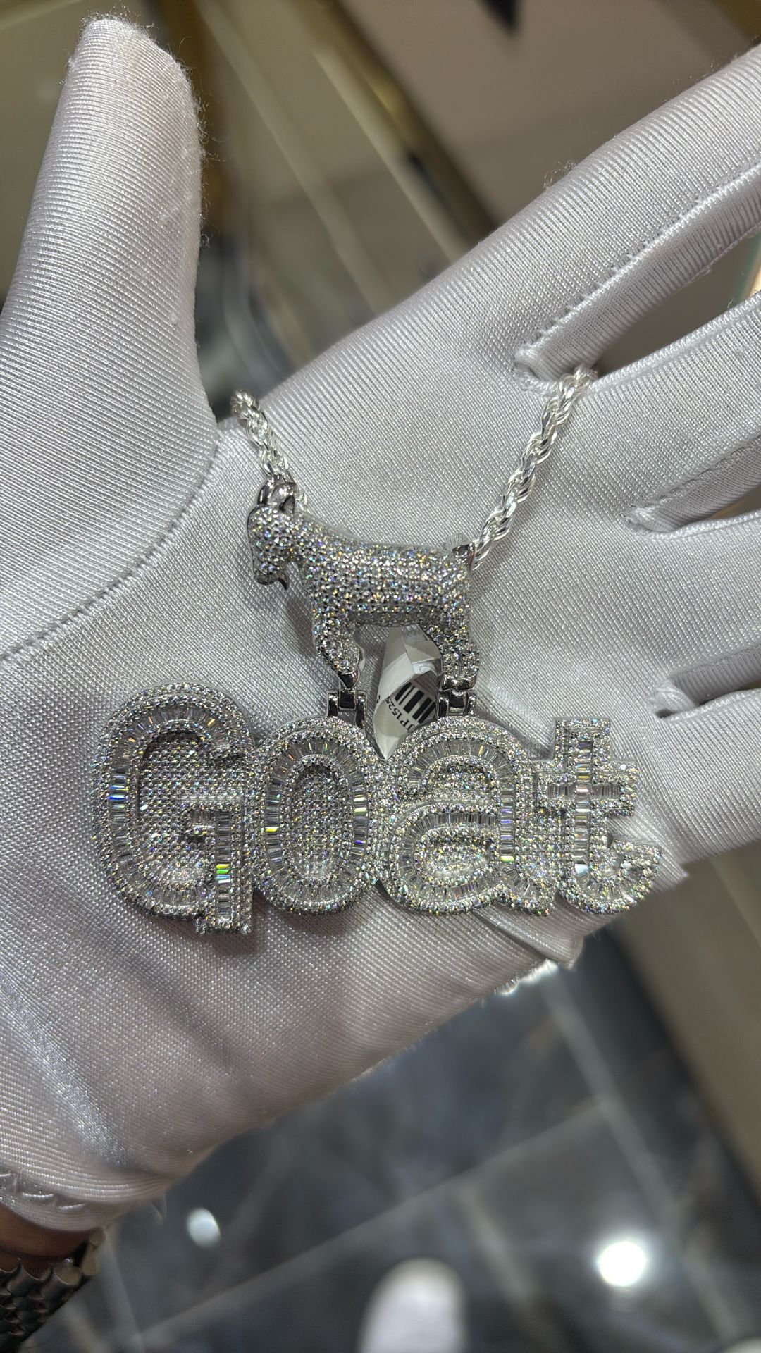 🐐 925 Silver “GOAT” Pendant with Rope Chain – 9.56 Ctw Moissanite Iced Out 💎