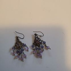 Amethyst Colored Beaded Delicate Metal Design Dangly
