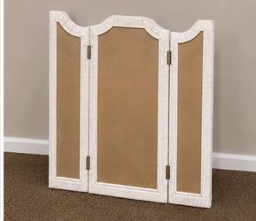 White Wicker 3-Panel Room Divider Screen