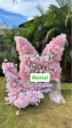 Pink Floral Butterfly Backdrop