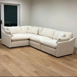 Cloud Sectional Sofa Linen NEW Washable Performance Fabric Soft Feathers 