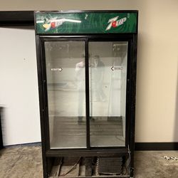 Recently Reconditioned & Serviced 7up Refrigerator Glass Double Doors Newly 
