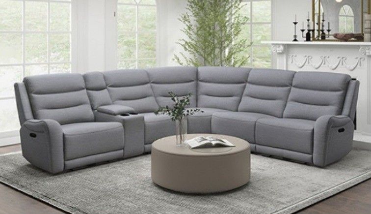 Brand New Grey Super Plush Reclining Sectional Sofa 