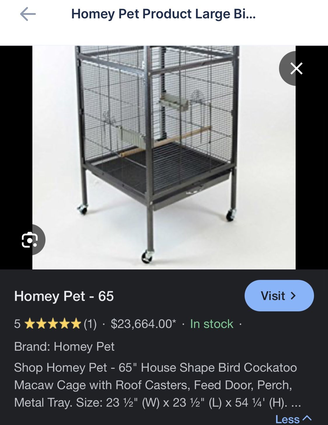 Large Birdcage. NIB