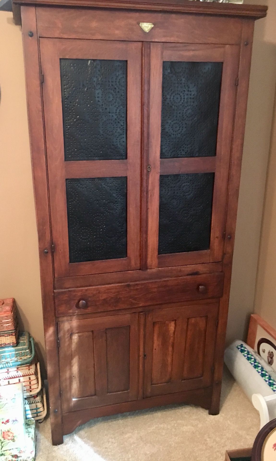 Vintage Acme Pie Safe punched tin doors