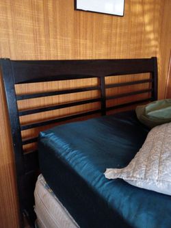 Dark wood bed frame