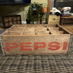 Vintage Wooden Pepsi Cola - Wood Box 12 Slot - 17x12x5.5”