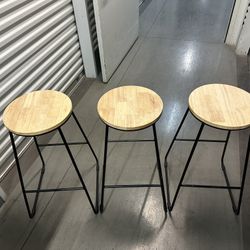 3 Wooden/Metal Barstools 