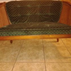 Vintage French Louis XVI Style Cane Curved Back Seat