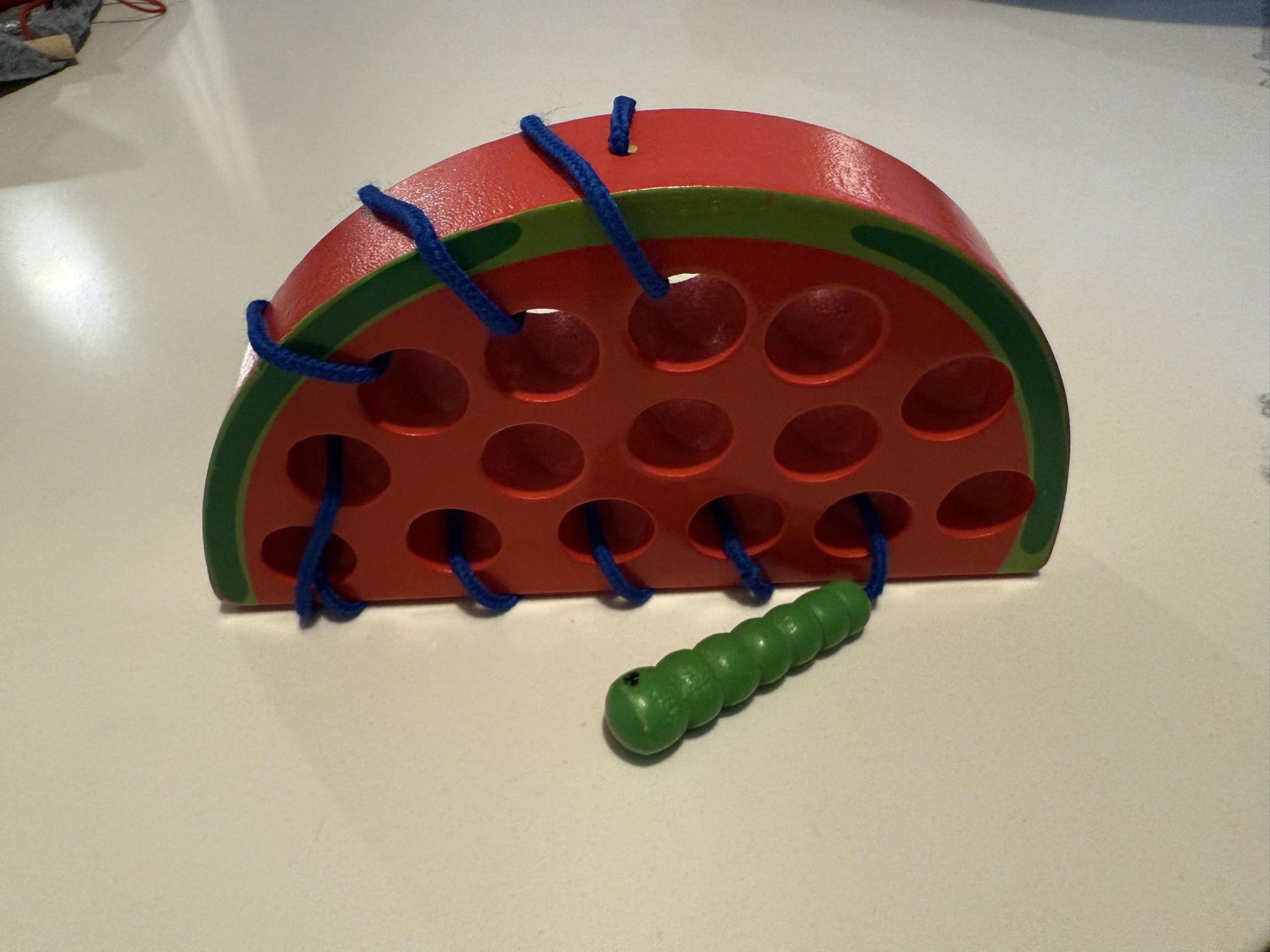 Sewing Watermelon Lacing Toy Worm Dexterity - Montessori