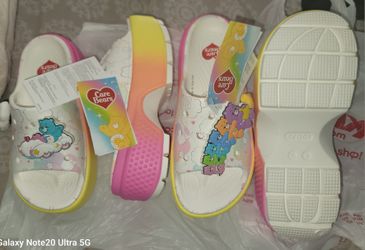 New With TAGS- HARD TO FIND CAREBEAR CEOC STOMP SLIDES- 2 PAIR AVAILABLE- GREAT MOTHER/DAUGHTER MATCH