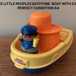 LITTLE PEOPLES BATHTIME BOAT WITH CAPTAIN, PERFECT CONDITION 