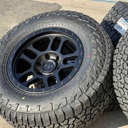 NEW 17” Ford F-150 Chevy Silverado Wheels GMC Sierra Rims F150 Toyota Tacoma Jeep Wrangler Tahoe 4Runner Tundra M/T A/T Tires Expedition Sequoia 17x9