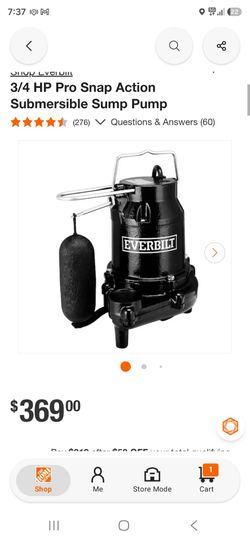 Everbilt 3/4 HP Submersible Sump Pump