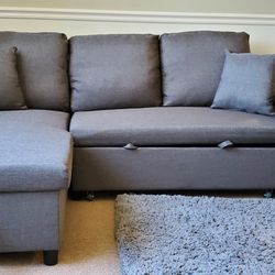 Gray Fabric Reversible Sleeper Sectional *BRAND NEW-IN-BOX*