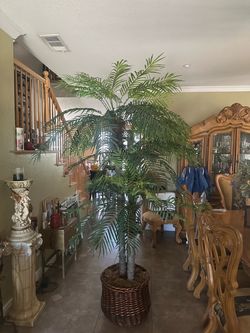 Large Artificial Palm Tree in Wicker Basket