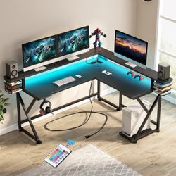 Arciniega L-Shape Gaming Desk with Hutch and Built in Outlets