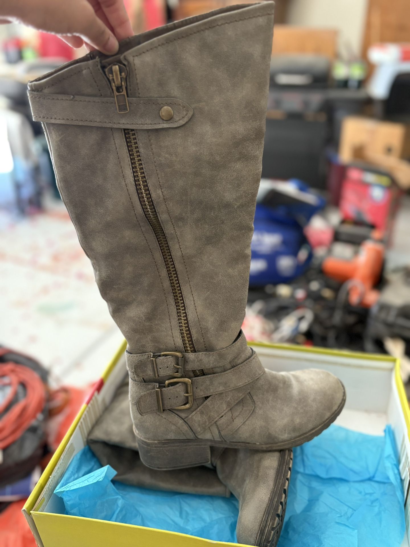 Gray boots