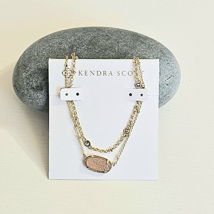 New Kendra Scott 14k Yellow Gold Layered White Pendant women's Necklace gift