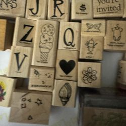 25 Small Rubber Stamps Most New Letters Thanks & More As Pictured 