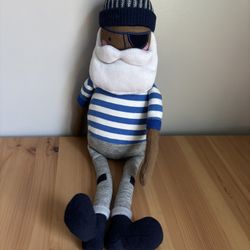 Large Pillow Fort Captain Figural Throw Pillow Plush Pirate Sailor Doll 22" Nautical 