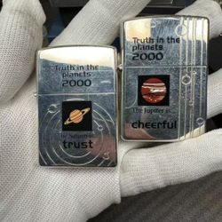 1999 E-Month Zippo Zippo Japan Edition Meteorite Series Silver Plated Dual Machine