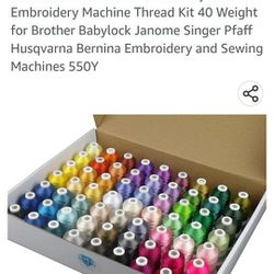 Simthread 63 Brother Colors Polyester Embroidery Machine Thread Kit 40  Weight for Brother Babylock Janome Singer Pfaff Husqvarna Bernina  Embroidery and Sewing Machines 550Y