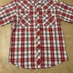 Wrangler Western Shirt Mens  medium size Red plaid vintage snap
