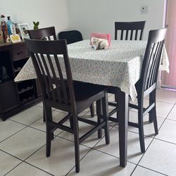 Real wood high top table in espresso.
