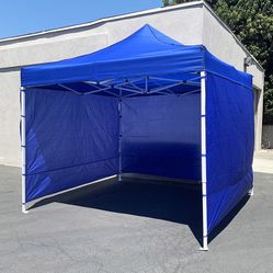 $120 (New in Box) Heavy duty white 10x10 ft canopy with 3 sidewalls ez popup outdoor gazebo, carry bag 