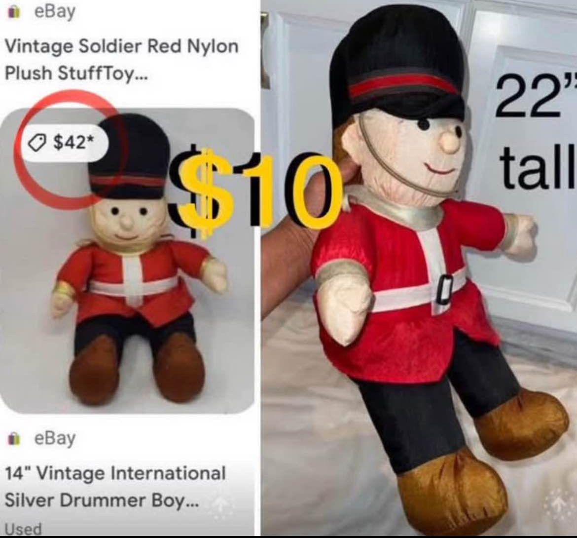 $10 Vintage Large 22” nylon soldier plush for indoor and outdoor Christmas Decor