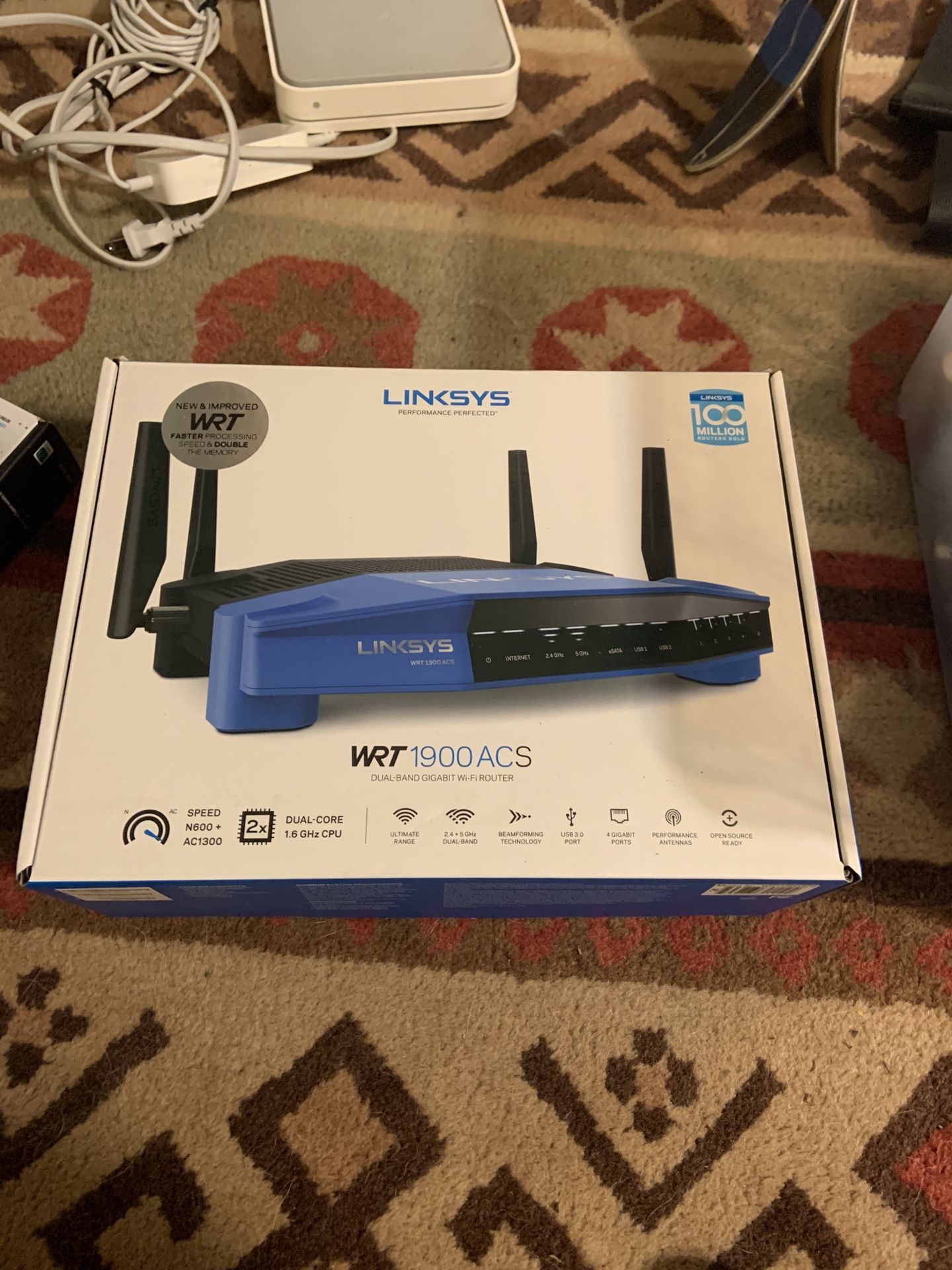Free Linksys WRT1900ACS dual band wireless router in original box By