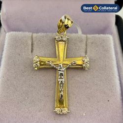Stone Crucifix In 14k Gold
