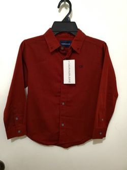 Boys Button Up / Dress Shirt - Burgundy / Red-ish