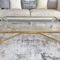 Safavieh Couture Coffee Table Glass Top Gold and Acrylic Legs