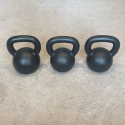 Set Of 3 Ethos Kettlebells: Two 35lb (16kg) &  One 44lb (20kg) - Excellent Condition