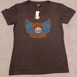 Harley Davidson Women's Size Xlarge Blue Rhinestone New With Tags Rhinestones 