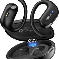 🌼 Open Ear Earbuds,Over the Ear Earbuds Wireless Bluetooth 5.4,Open Ear Headphones with Digital Display,50H Playtime,16.2mm Drivers,Touch Control,IPX