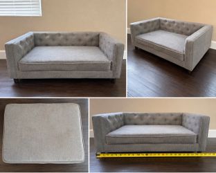 Gray Tufted Upholstered Pet Sofa Bed