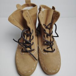 Keds Women's Suede Tan Lace Up Moccasin Ankle Booties ~ Size 5 NWOT