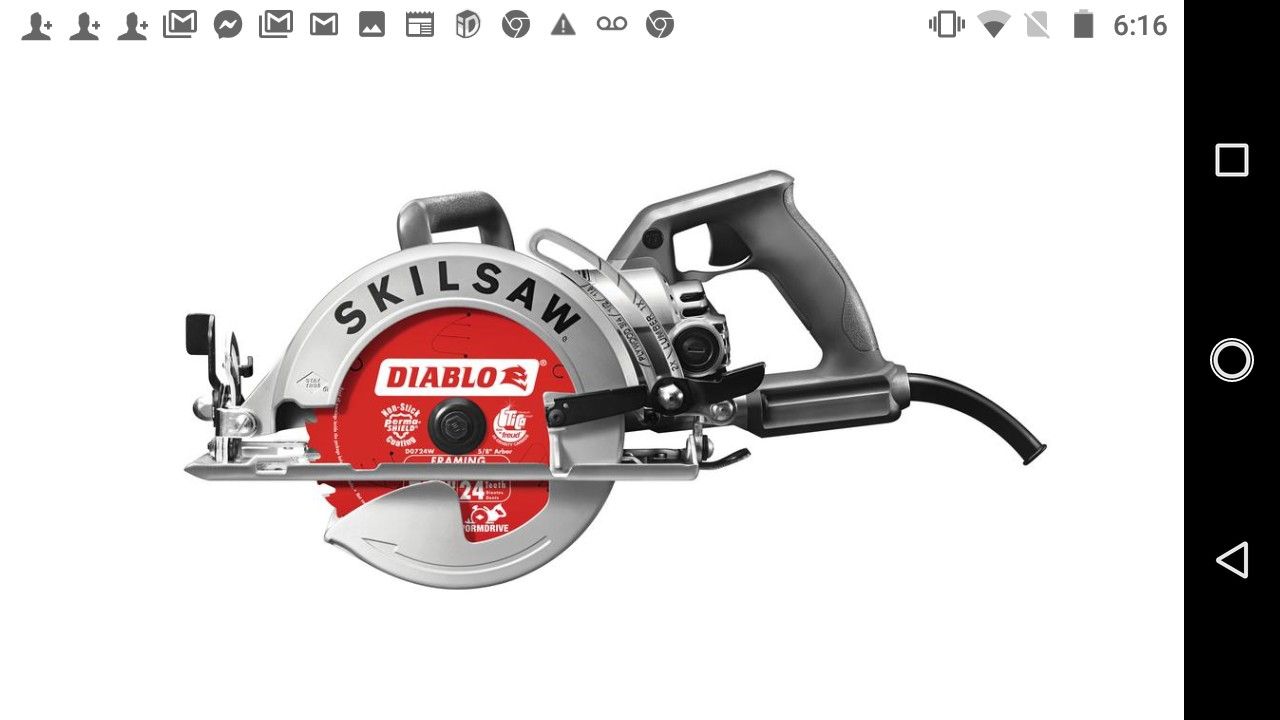 SKILSAW 15 Amp Corded Electric 7-1/4 in. Aluminum Worm Drive Circular Saw with 24-Tooth Carbide Tipped Diablo Blade