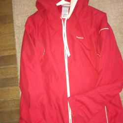 Vintage Women's Reebok Windbreaker Hoodie (Size M - Red)