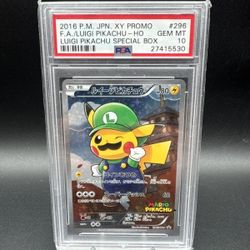 2016 Pokémon Japanese Promo Poncho Full-Art Luigi Pikachu 296/XY-P PSA 10 Gem