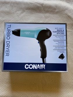 CONAIR DRYER 1875 WATT TURBO Tourmaline Ceramic Technology w/Concentrator