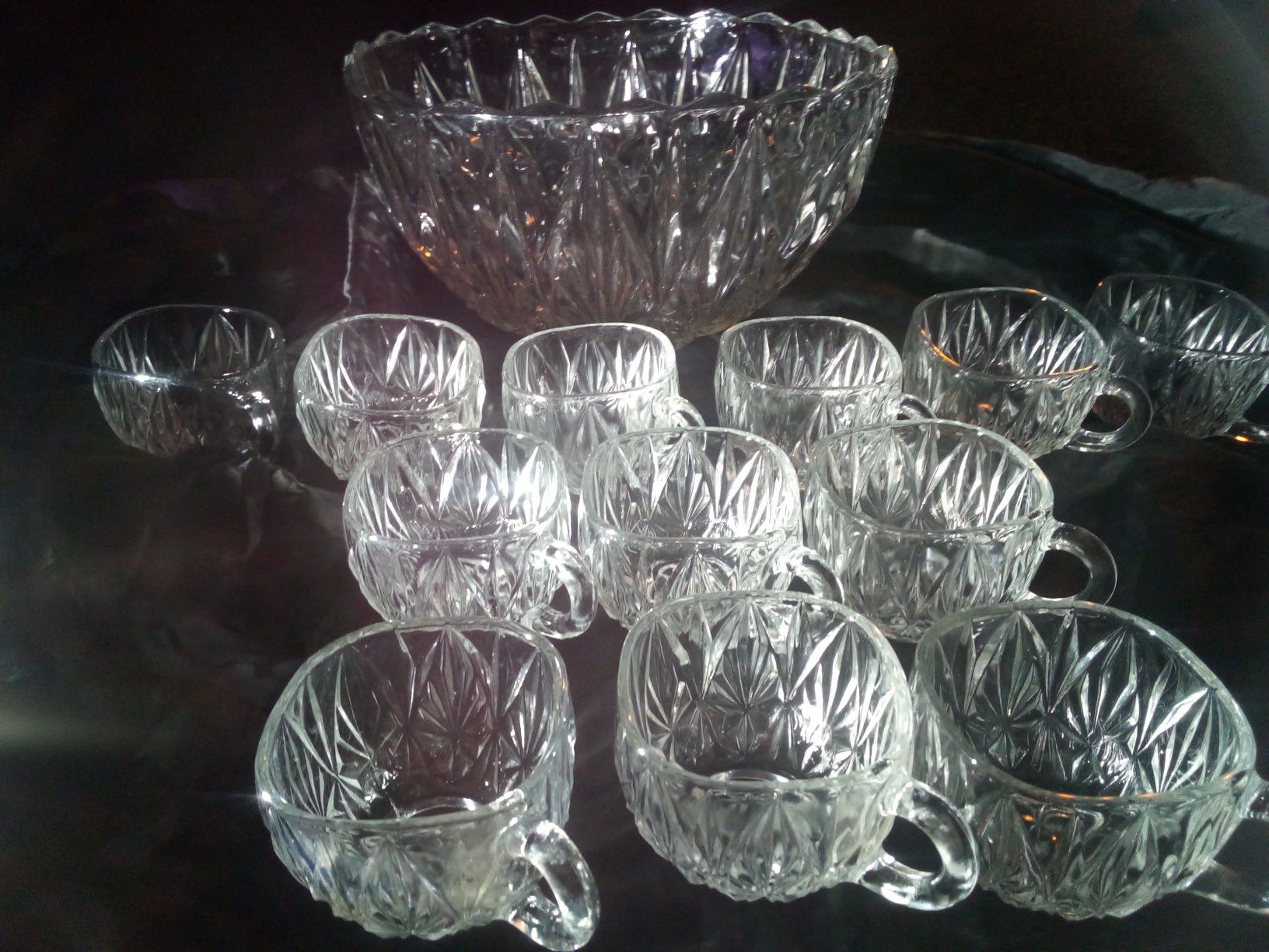Crystal Punchbowl and cups