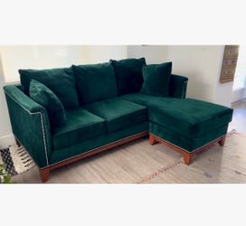 Custom Apt2B Emerald Green Chaise Sofa | Originally $2,800 | Made in USA