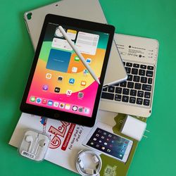 Apple IPad 6th Generation (9.7” Retina / Touch ID / IOS 17) 32GB with keyboard, pen & Accessories (128gb $199) 